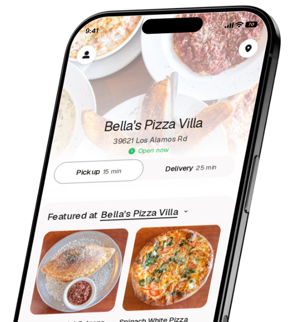 Bella's Pizza Villa app preview